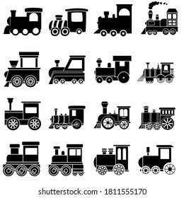 Children train icon Vector set. public transport illustration sign collection. railroad symbol. 