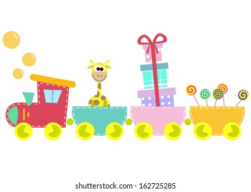 children train illustration isolated on white background