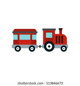 Children train for walks in the amusement park icon in flat style on a white background vector illustration