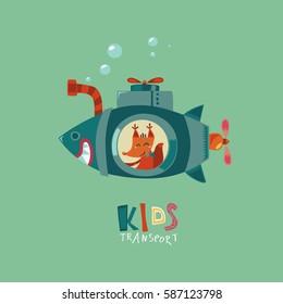 Children transport, vector illustration