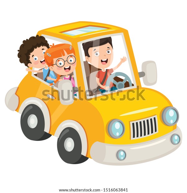 Children Travelling With A\
Funny Car