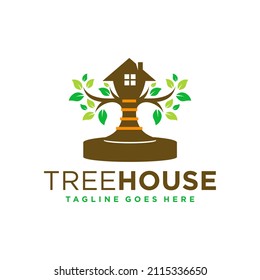 children tree house illustration logo design