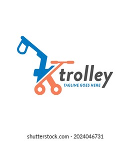 children trolley illustration logo design with letter K