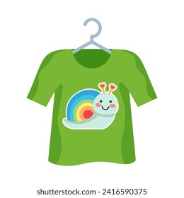 camiseta para niños con huella de caracol. ilustración vectorial plana.
