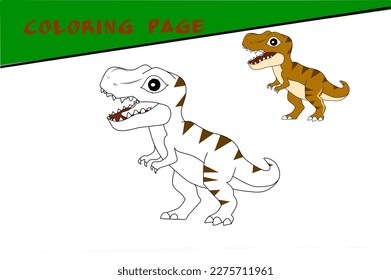 for children. Tyrannosaurus Rex coloring on white background. Vector illustration.