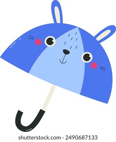 Children Umbrella With Animal Face Vector Illustration