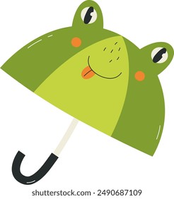 Children Umbrella Frog Vector Illustration