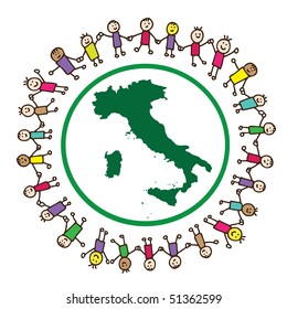 Children united around Italy
