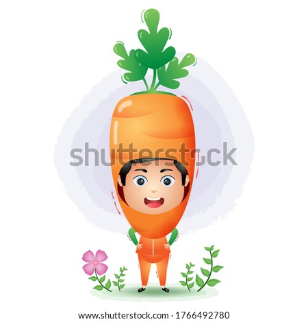 A children using the carrot vegetables costume character cartoon vector.