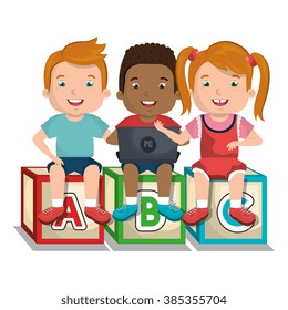 Children using computer design 