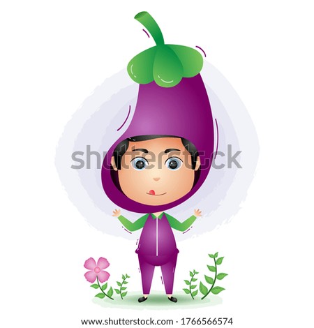 A children using the eggplant vegetables costume character cartoon vector.
