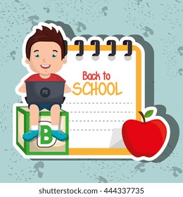 Children using laptop at school design, vector illustration eps10 graphic 