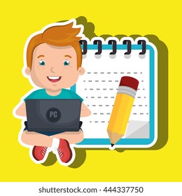 Children using laptop at school design, vector illustration eps10 graphic 