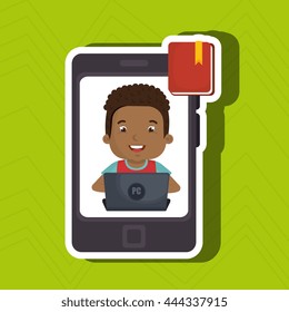 Children using laptop at school design, vector illustration eps10 graphic 