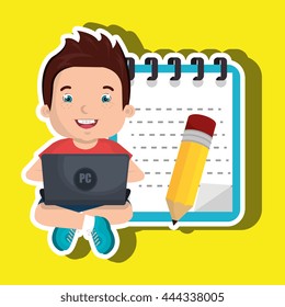 Children using laptop at school design, vector illustration eps10 graphic 