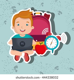 Children using laptop at school design, vector illustration eps10 graphic 