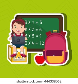 Children using laptop at school design, vector illustration eps10 graphic 