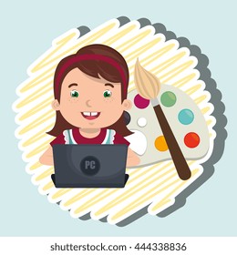 Children using laptop at school design, vector illustration eps10 graphic 