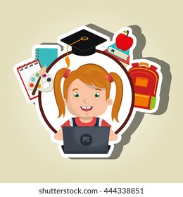Children using laptop at school design, vector illustration eps10 graphic 