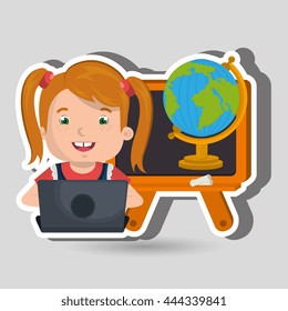 Children using laptop at school design, vector illustration eps10 graphic 
