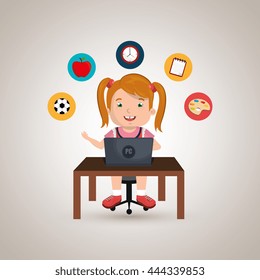 Children using laptop at school design, vector illustration eps10 graphic 