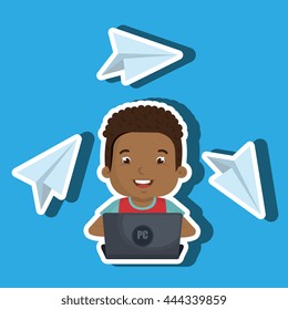 Children using laptop at school design, vector illustration eps10 graphic 