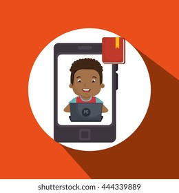 Children using laptop at school design, vector illustration eps10 graphic 
