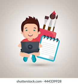 Children using laptop at school design, vector illustration eps10 graphic 