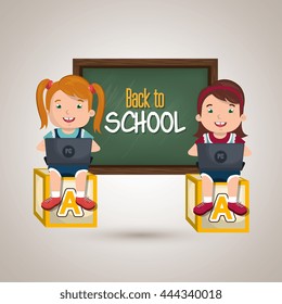 Children using laptop at school design, vector illustration eps10 graphic 