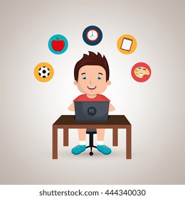 Children using laptop at school design, vector illustration eps10 graphic 