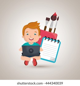 Children using laptop at school design, vector illustration eps10 graphic 