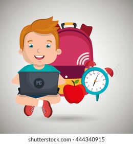 Children using laptop at school design, vector illustration eps10 graphic 