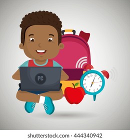 Children using laptop at school design, vector illustration eps10 graphic 