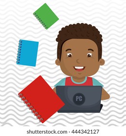 Children using laptop at school design, vector illustration eps10 graphic 