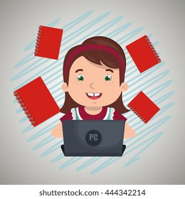 Children using laptop at school design, vector illustration eps10 graphic 