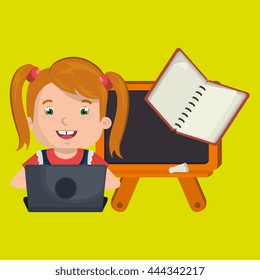 Children using laptop at school design, vector illustration eps10 graphic 