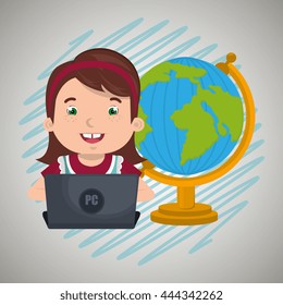 Children using laptop at school design, vector illustration eps10 graphic 