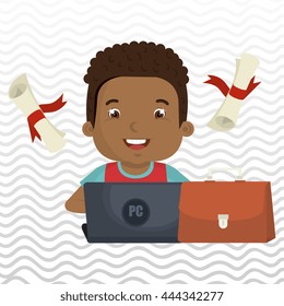 Children using laptop at school design, vector illustration eps10 graphic 