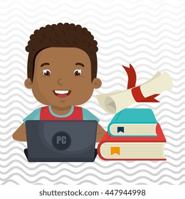 Children using laptop at school design, vector illustration eps10 graphic 