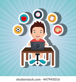Children using laptop at school design, vector illustration eps10 graphic 