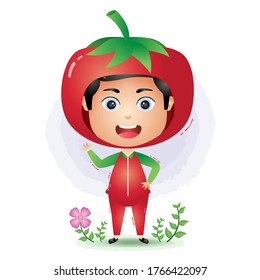 A children using the tomato vegetables costume character cartoon vector.