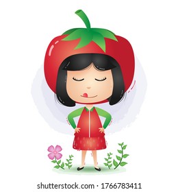 A children using the tomato vegetables costume character cartoon vector.