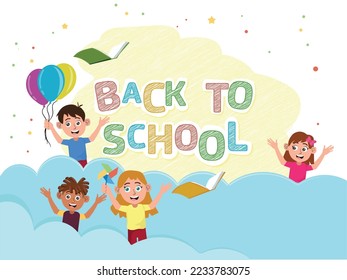 children of various ethnicities joyful with back to school, back to school design.