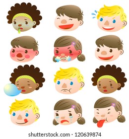 Children of various facial expressions