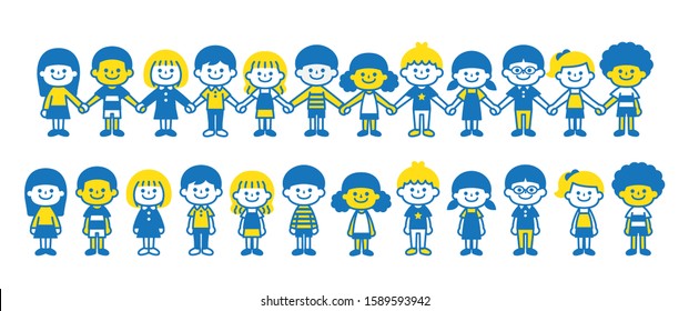 Children of various races are holding hands.
Please change to your favorite color.