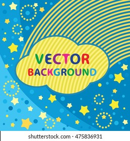 Children vector background with stars and cloud. Cover page design.