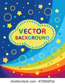 Children vector background with stars and rainbow. Cover page design.