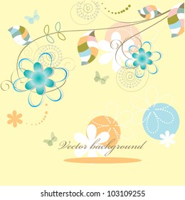 Children vector floral background