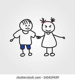 Niños Vector dibujado a mano