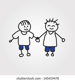 children vector hand drawn